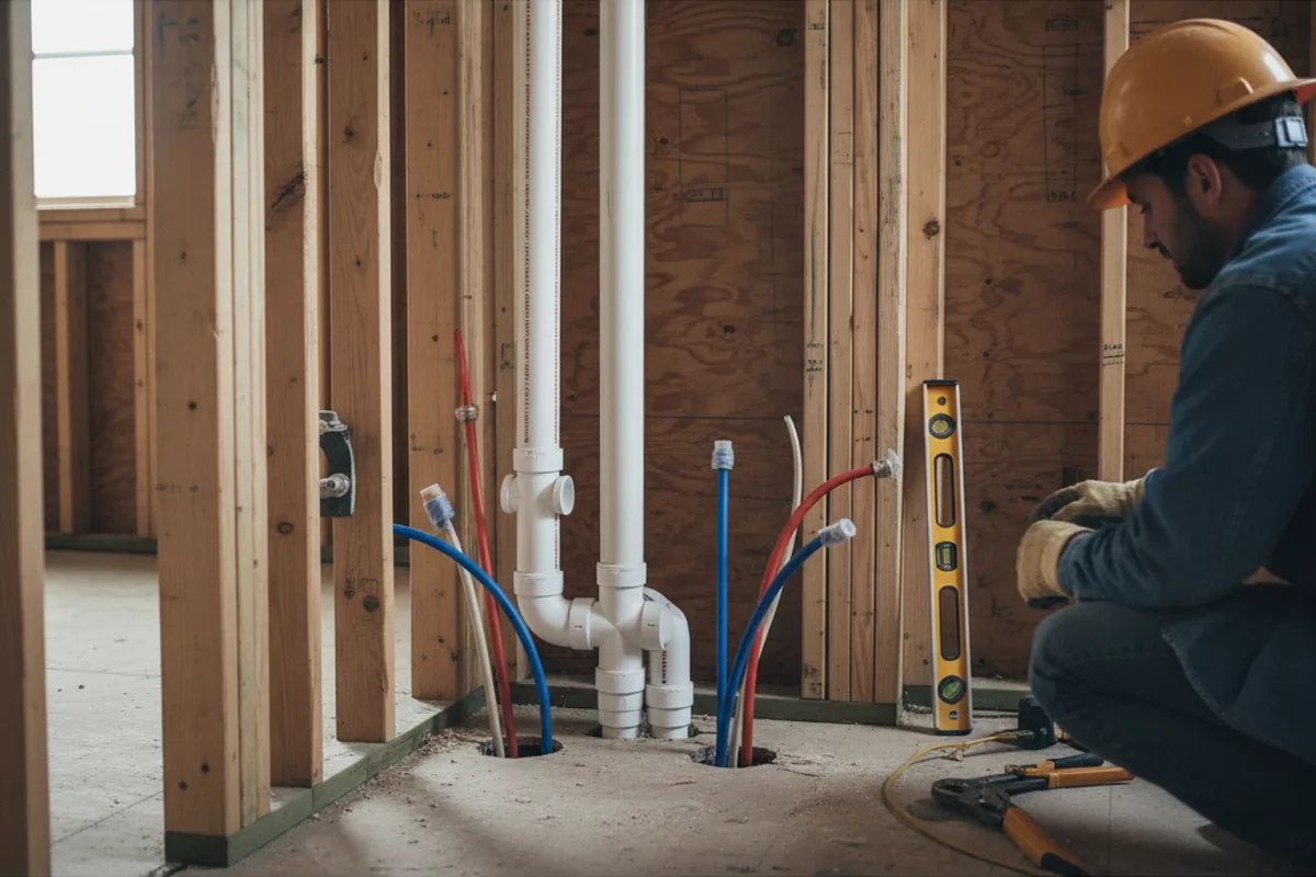 Drain and supply rough-in during Leak Detection in Northport